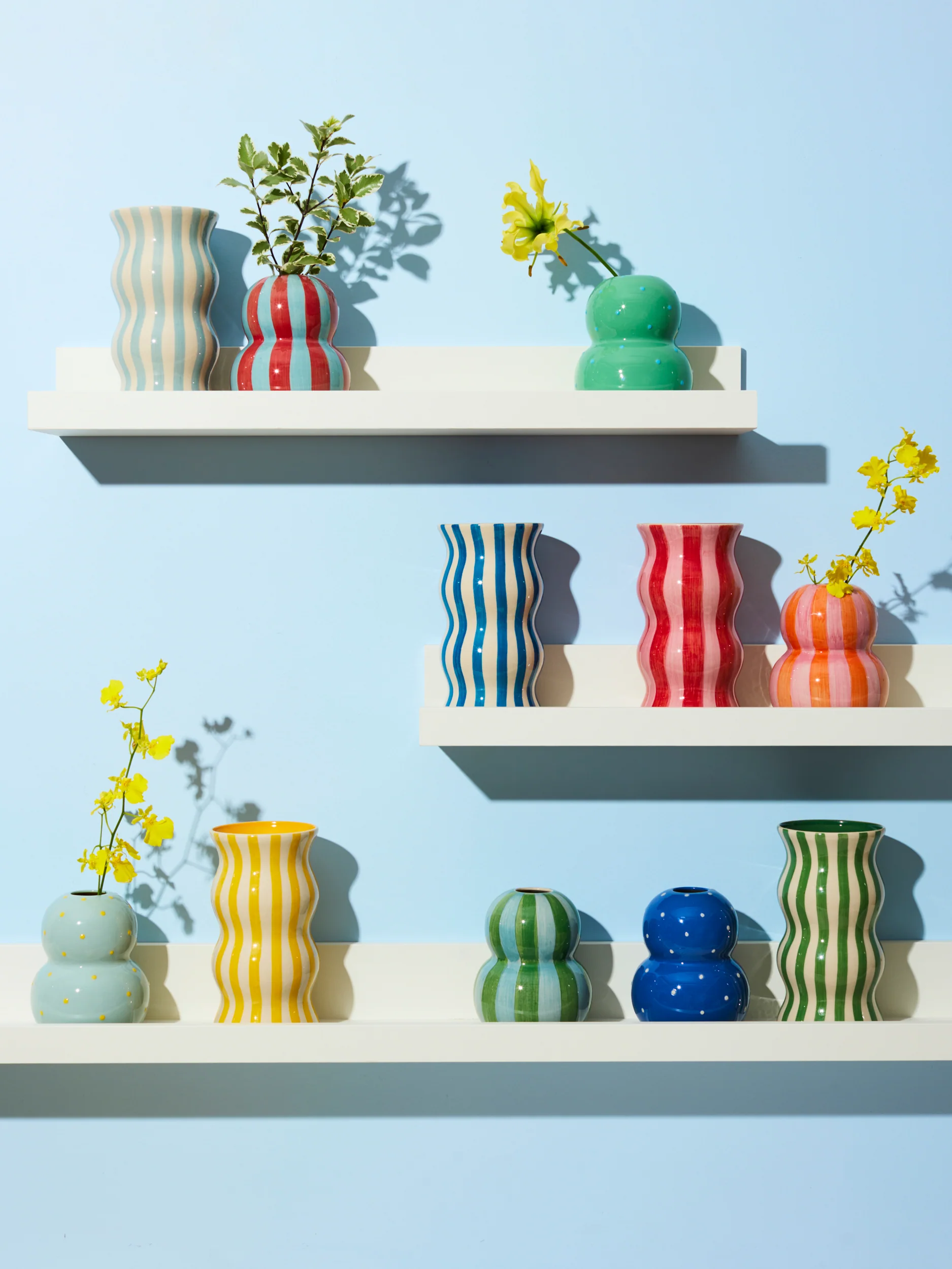 FONDA GREEN BLUE STRIPE VASE - Image 4